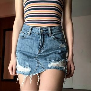 PacSun Ripped Denim Mini Skirt Size 25
